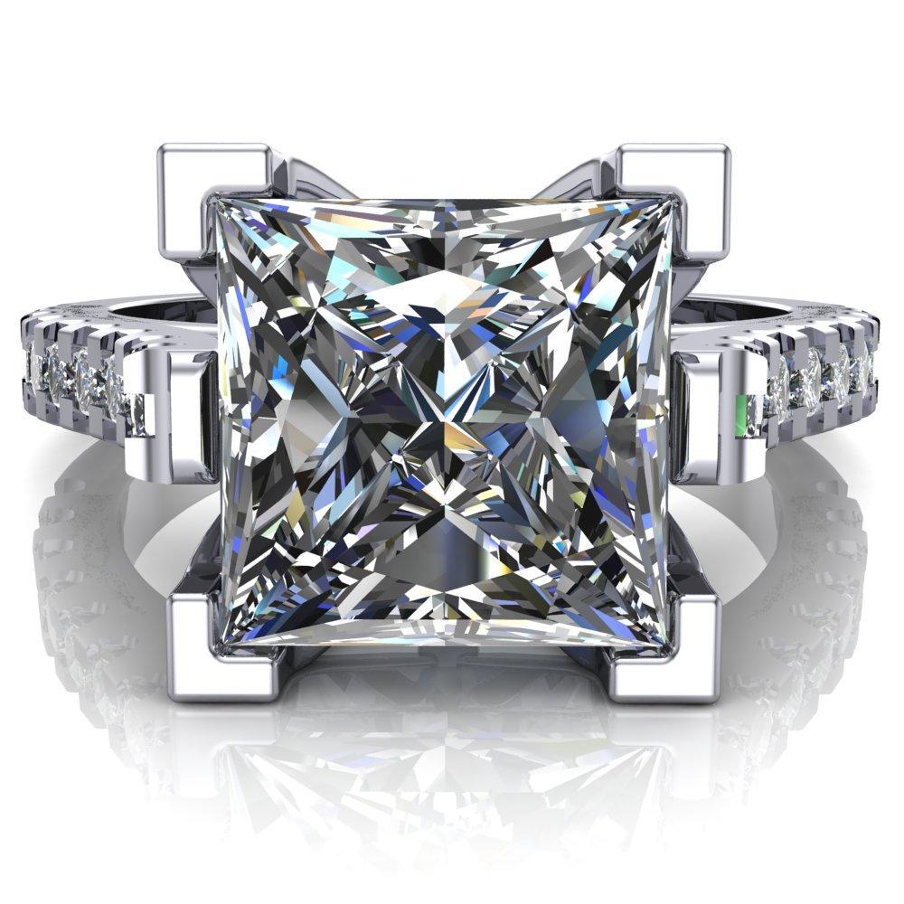 Steele Princess/Square Multi Stone Cathedral Ring-Custom-Made Jewelry-Fire & Brilliance ®