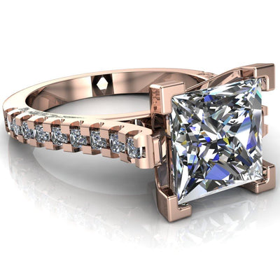 Steele Princess/Square Multi Stone Cathedral Ring-Custom-Made Jewelry-Fire & Brilliance ®