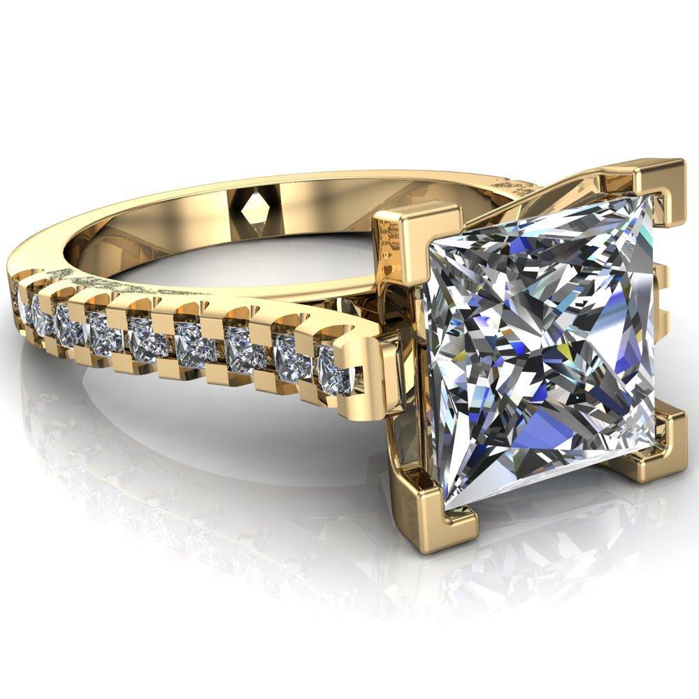 Steele Princess/Square Multi Stone Cathedral Ring-Custom-Made Jewelry-Fire & Brilliance ®