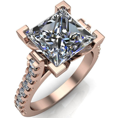 Steele Princess/Square Multi Stone Cathedral Ring-Custom-Made Jewelry-Fire & Brilliance ®