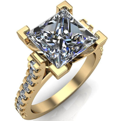 Steele Princess/Square Multi Stone Cathedral Ring-Custom-Made Jewelry-Fire & Brilliance ®