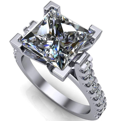 Steele Princess/Square Multi Stone Cathedral Ring-Custom-Made Jewelry-Fire & Brilliance ®
