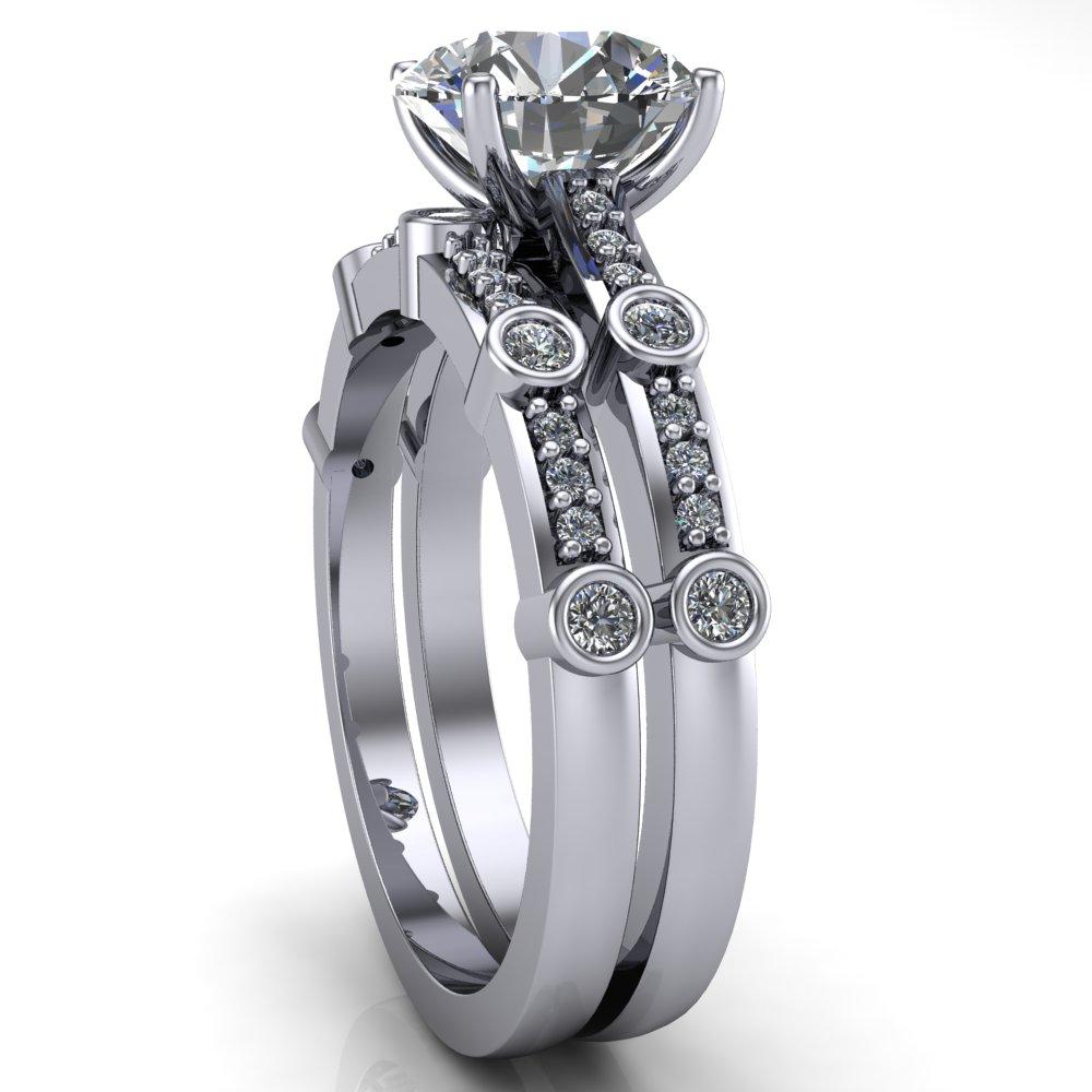 Stephani Round Moissanite Diamond Channel Bezel Setting-Custom-Made Jewelry-Fire & Brilliance ®