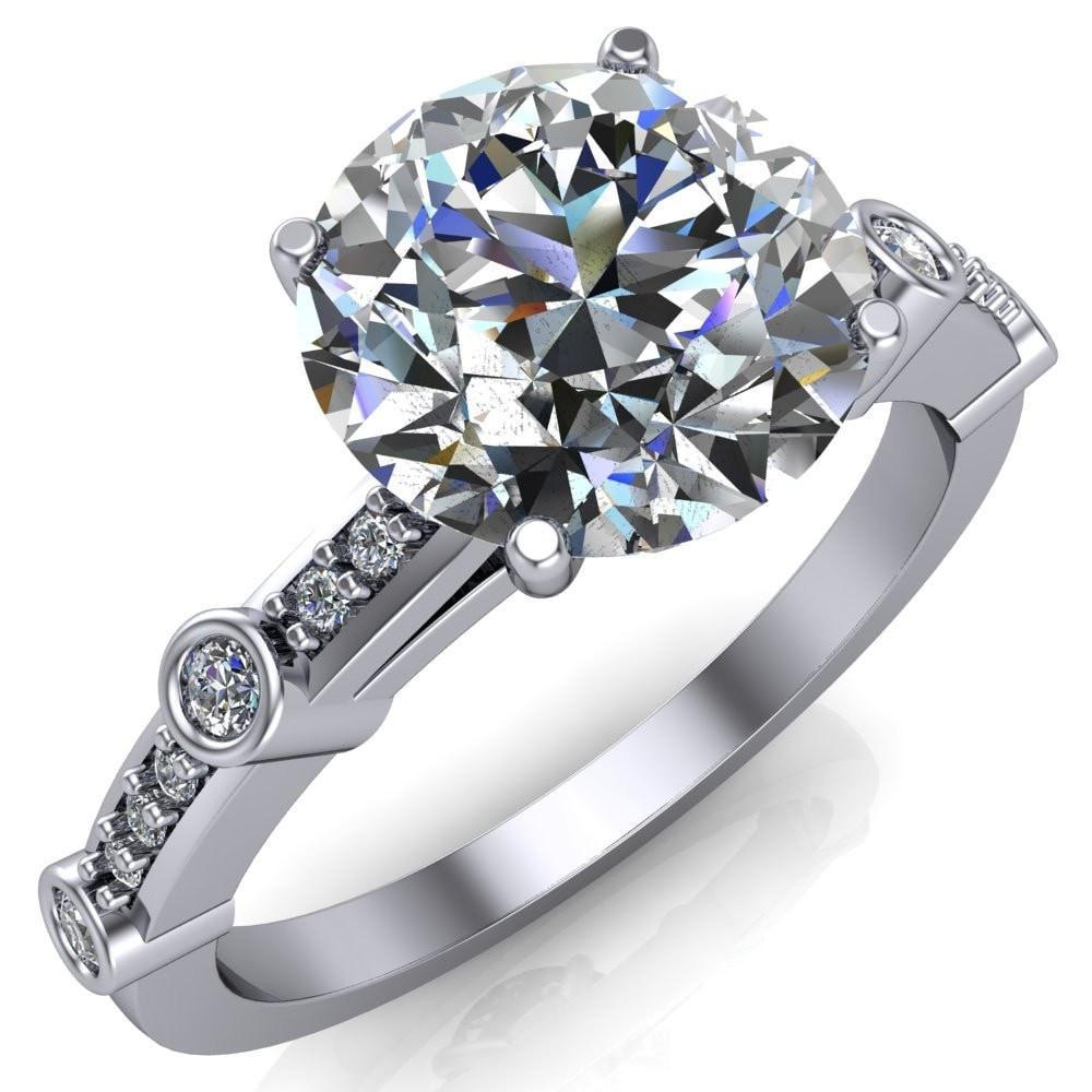 Stephani Round Moissanite Diamond Channel Bezel Setting-Custom-Made Jewelry-Fire & Brilliance ®