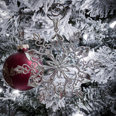 Sterling Silver Snowflake Christmas Ornament-FIRE & BRILLIANCE