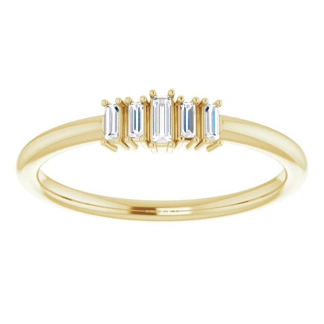 Straight Baguette 3/8 CTW Diamond Stacklable Ring-FIRE & BRILLIANCE