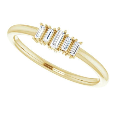 Straight Baguette 3/8 CTW Diamond Stacklable Ring-FIRE & BRILLIANCE