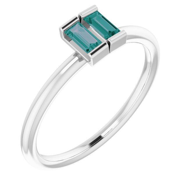 Straight Baguette Two Gemstone Bezel Ring-FIRE & BRILLIANCE