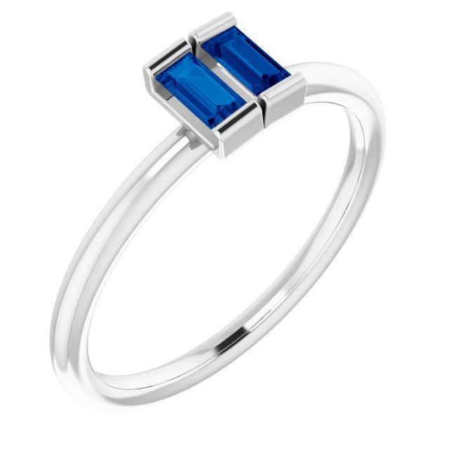 Straight Baguette Two Gemstone Bezel Ring-FIRE & BRILLIANCE