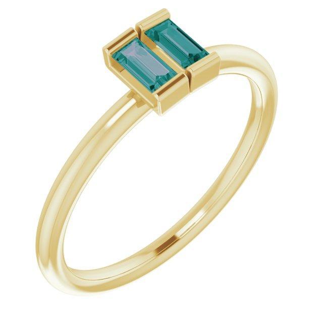 Straight Baguette Two Gemstone Bezel Ring-FIRE & BRILLIANCE