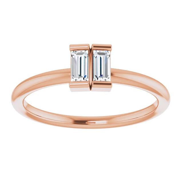 Straight Baguette Two Gemstone Bezel Ring-FIRE & BRILLIANCE