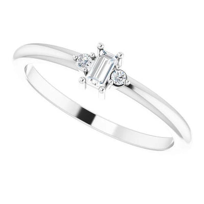 Stright Bagutte Diamond Lab-Grown Diamond Accent Stackable Ring-FIRE & BRILLIANCE
