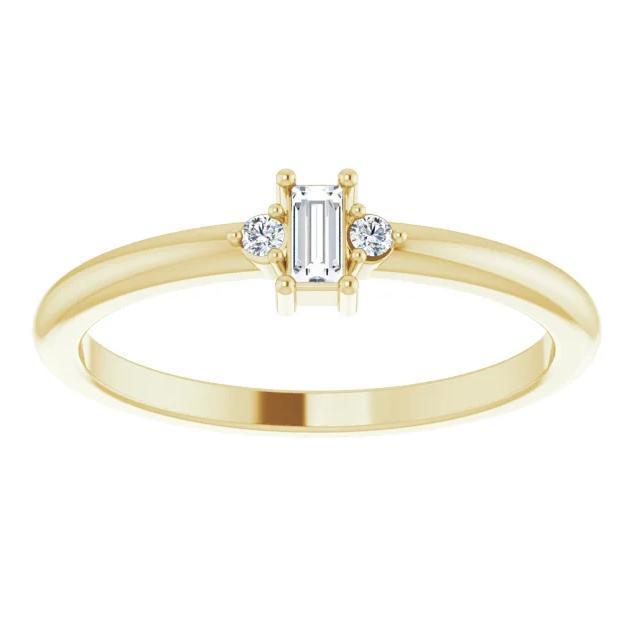 Stright Bagutte Diamond Lab-Grown Diamond Accent Stackable Ring-FIRE & BRILLIANCE