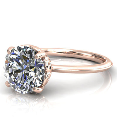 Sunbeam Caligraphy Round Moissanite Engagement Ring-Custom-Made Jewelry-Fire & Brilliance ®