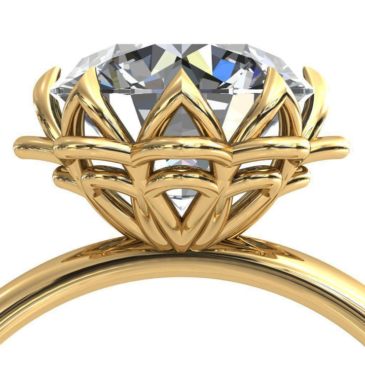 Sunflower Round Center Stone Engagement Ring – FIRE BRILLIANCE