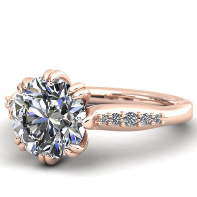 Sunrise Round Moissanite Engagement Ring-Custom-Made Jewelry-Fire & Brilliance ®