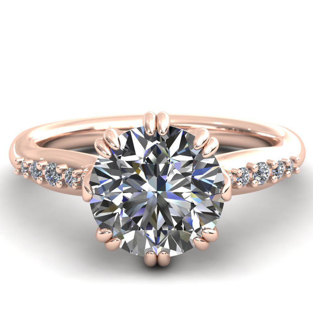 Sunrise Round Moissanite Engagement Ring-Custom-Made Jewelry-Fire & Brilliance ®