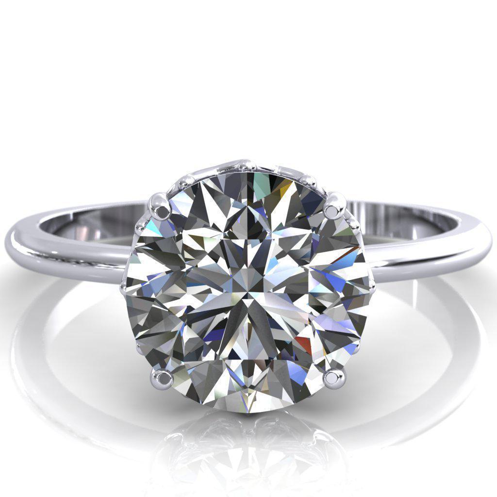 Sunset Round Moissanite Majestic Engagement Ring-Custom-Made Jewelry-Fire & Brilliance ®