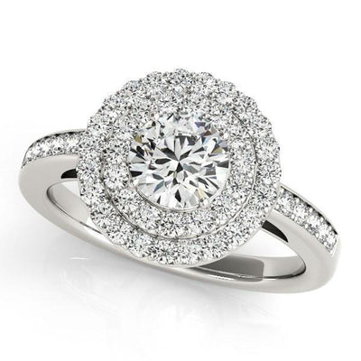 Susannah Round Moissanite Channel Shank Double Halo Engagement Ring-Custom-Made Jewelry-Fire & Brilliance ®