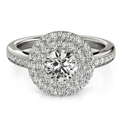 Susannah Round Moissanite Channel Shank Double Halo Engagement Ring-Custom-Made Jewelry-Fire & Brilliance ®