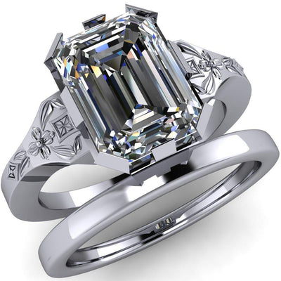 Svetlana Emerald Moissanite Milgrain Engagement Ring-Custom-Made Jewelry-Fire & Brilliance ®