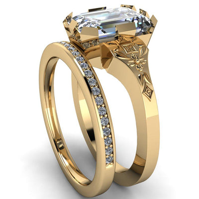 Svetlana Emerald Moissanite Milgrain Engagement Ring-Custom-Made Jewelry-Fire & Brilliance ®