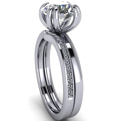 Swan Round Moissanite 4 Double Prong Song Engagement Ring-Custom-Made Jewelry-Fire & Brilliance ®