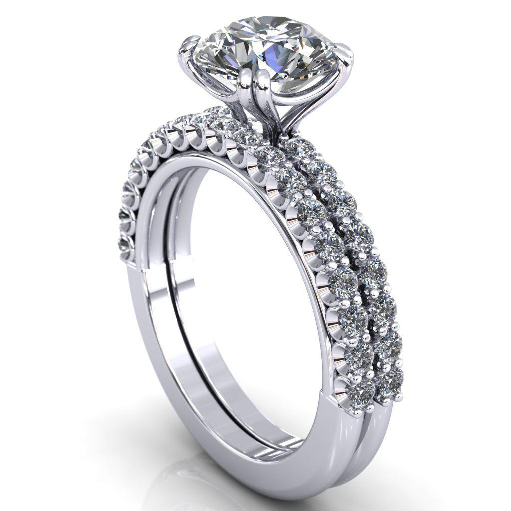 Sydney Round Moissanite Half Eternity Double Prong Crescent Engagement Ring-Custom-Made Jewelry-Fire & Brilliance ®