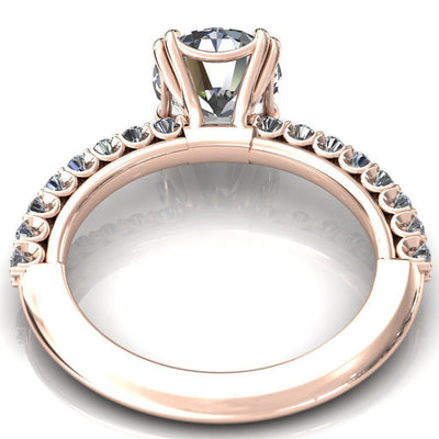 Sydney Round Moissanite Half Eternity Double Prong Crescent Engagement Ring-Custom-Made Jewelry-Fire & Brilliance ®