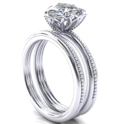 Syeda Trillion Moissanite 6 Prong Engagement Ring-Custom-Made Jewelry-Fire & Brilliance ®