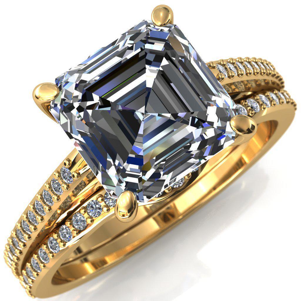 Sylvia Asscher Moissanite Half-Eternity Diamond Prong-Set Ring-Custom-Made Jewelry-Fire & Brilliance ®