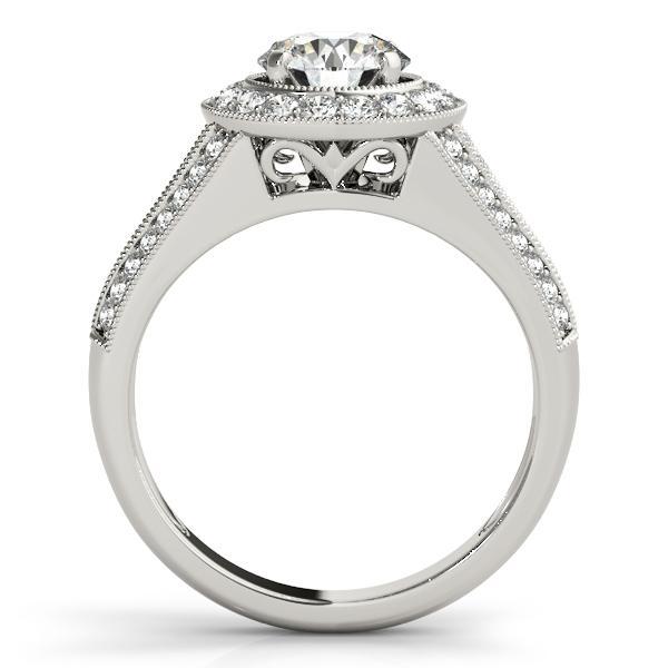 Syna Round Moissanite Milgrain Cathedral Halo Engagement Ring-Custom-Made Jewelry-Fire & Brilliance ®