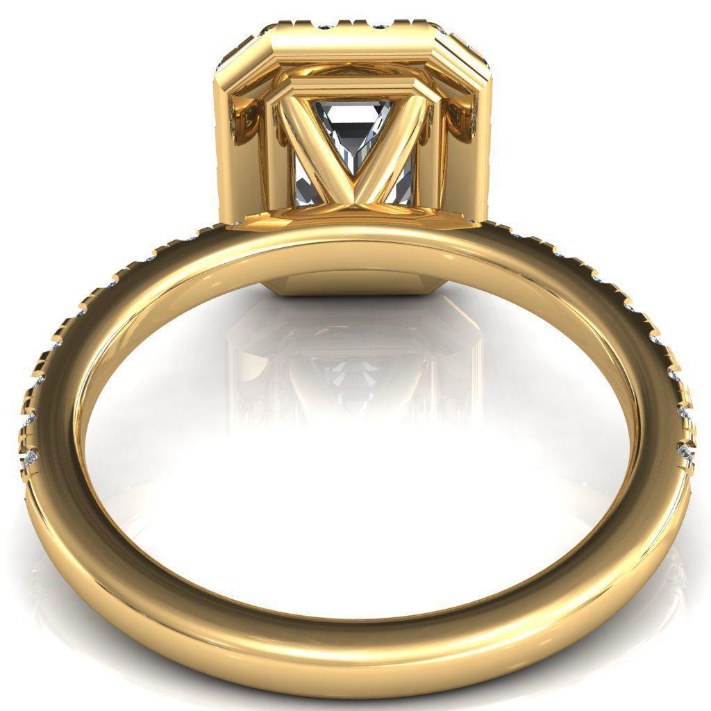 Talia Emerald Moissanite 4 Prong Halo 3/4 Micropave Ring-FIRE & BRILLIANCE