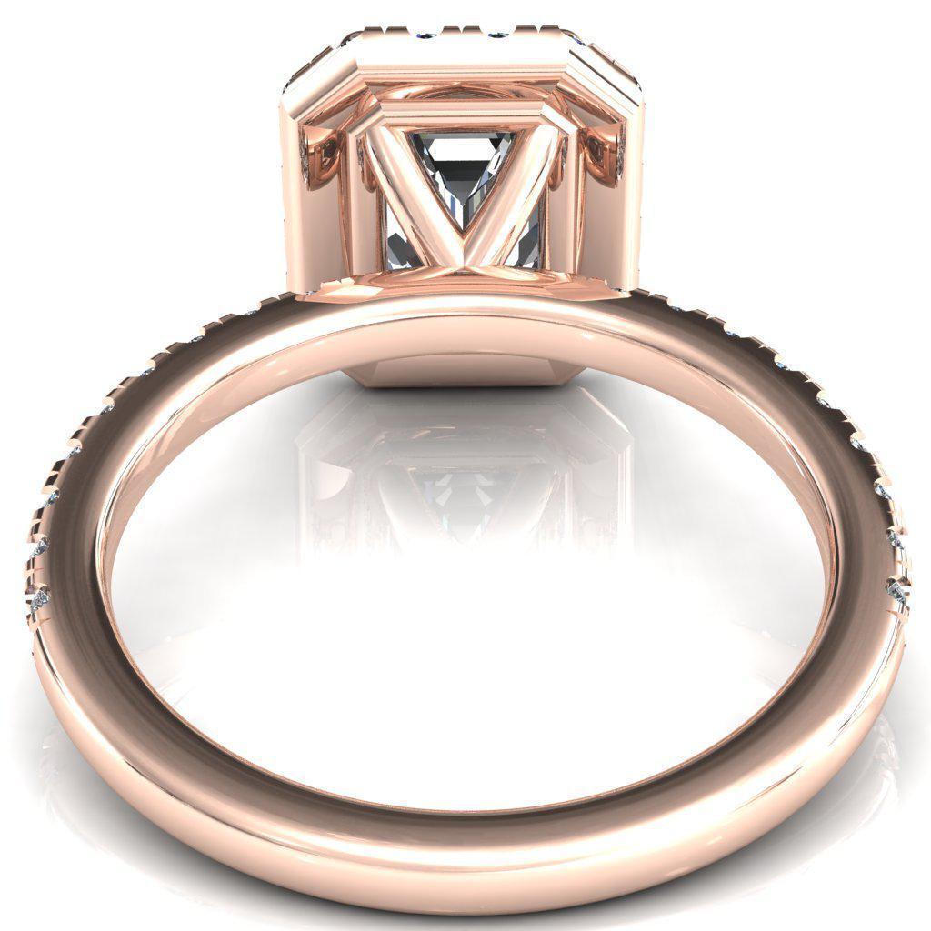 Talia Emerald Moissanite 4 Prong Halo 3/4 Micropave Ring-FIRE & BRILLIANCE