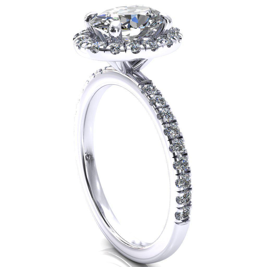 Talia Oval Moissanite 4 Prong Halo 3/4 Micropave Ring-FIRE & BRILLIANCE