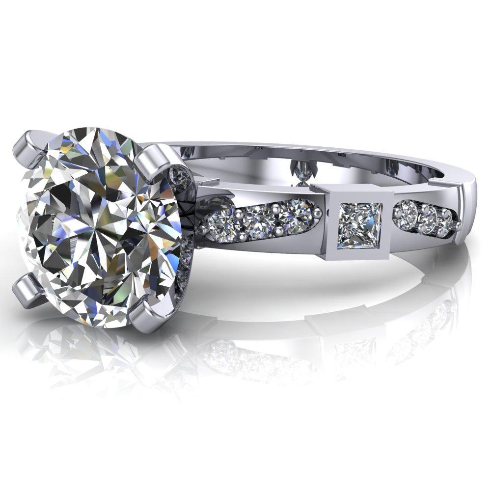 Tate Round Moissanite 4 Prong Channel Diamond Setting Accent Ring-Custom-Made Jewelry-Fire & Brilliance ®