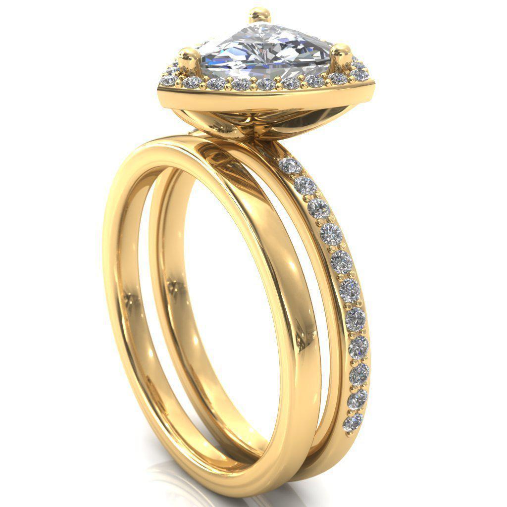 Tatum Trillion Moissanite 3 Prong Halo Diamond Shank Ring-Custom-Made Jewelry-Fire & Brilliance ®