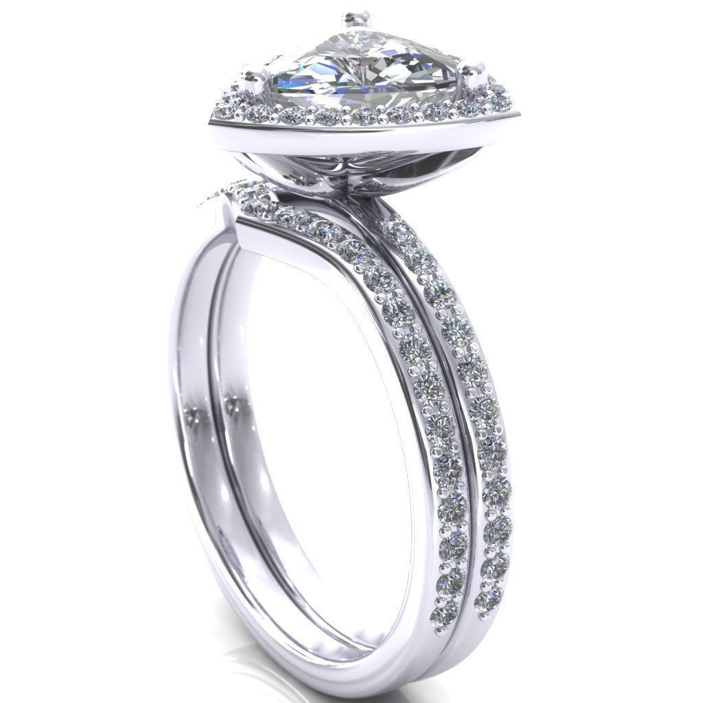 Tatum Trillion Moissanite 3 Prong Halo Diamond Shank Ring-Custom-Made Jewelry-Fire & Brilliance ®