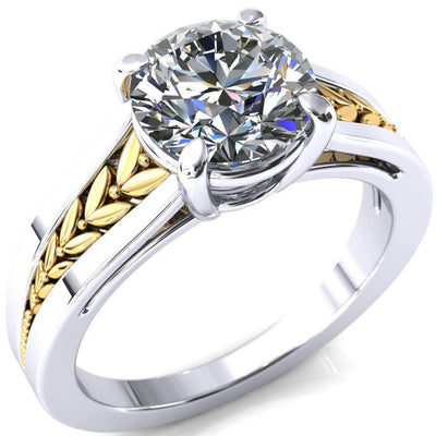 Tayah Round Moissanite 4 Prong Engagement Ring-Custom-Made Jewelry-Fire & Brilliance ®