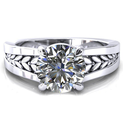 Tayah Round Moissanite 4 Prong Engagement Ring-Custom-Made Jewelry-Fire & Brilliance ®