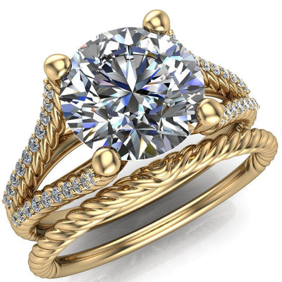 Taylor Round Moissanite Diamond Accent Channel Split Shank Engagement Ring-Custom-Made Jewelry-Fire & Brilliance ®