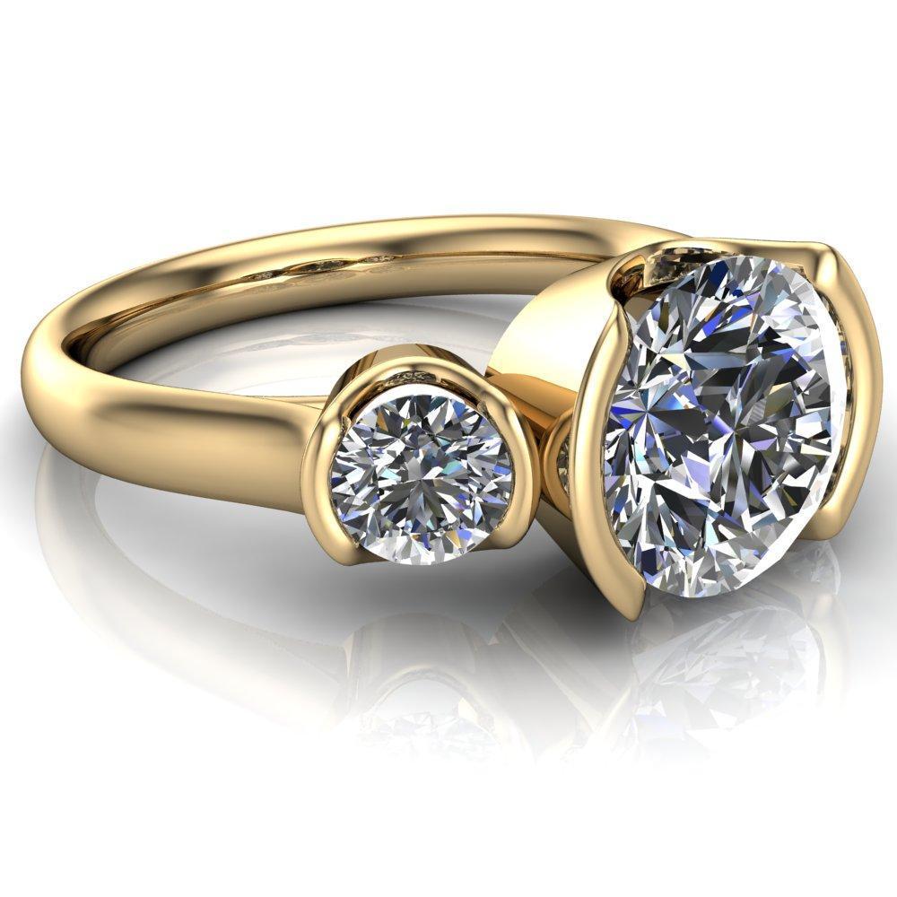 Teresa Round Moissanite Half Bezel Side Diamond 3 Stone Ring-Custom-Made Jewelry-Fire & Brilliance ®