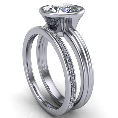 Terese Round Moissanite Bezel Set Brava Ring-Custom-Made Jewelry-Fire & Brilliance ®