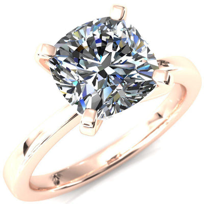 Tessa Cushion Moissanite 4  Prong Pitched Shoulders Solitaire Engagement Ring
