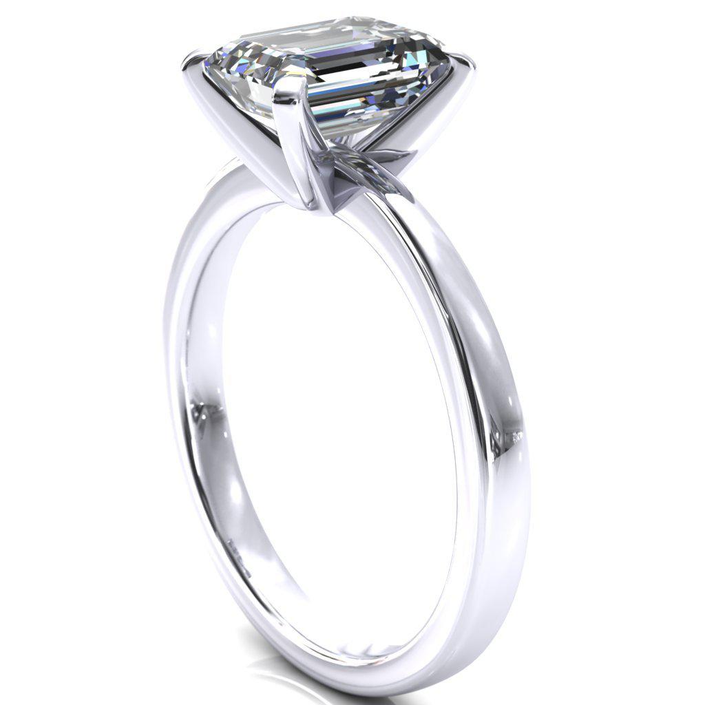 Tessa Emerald Moissanite 4  Prong Pitched Shoulders Solitaire Engagement Ring