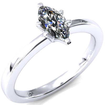 Tessa Marquise Moissanite 6 Prong Pitched Shoulders Solitaire Engagement Ring