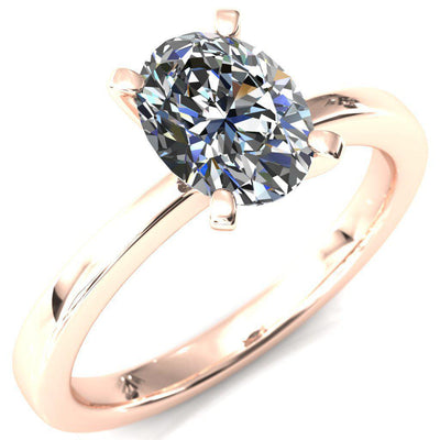 Tessa Oval Center 4  Prong Pitched Shoulders Solitaire Engagement Ring