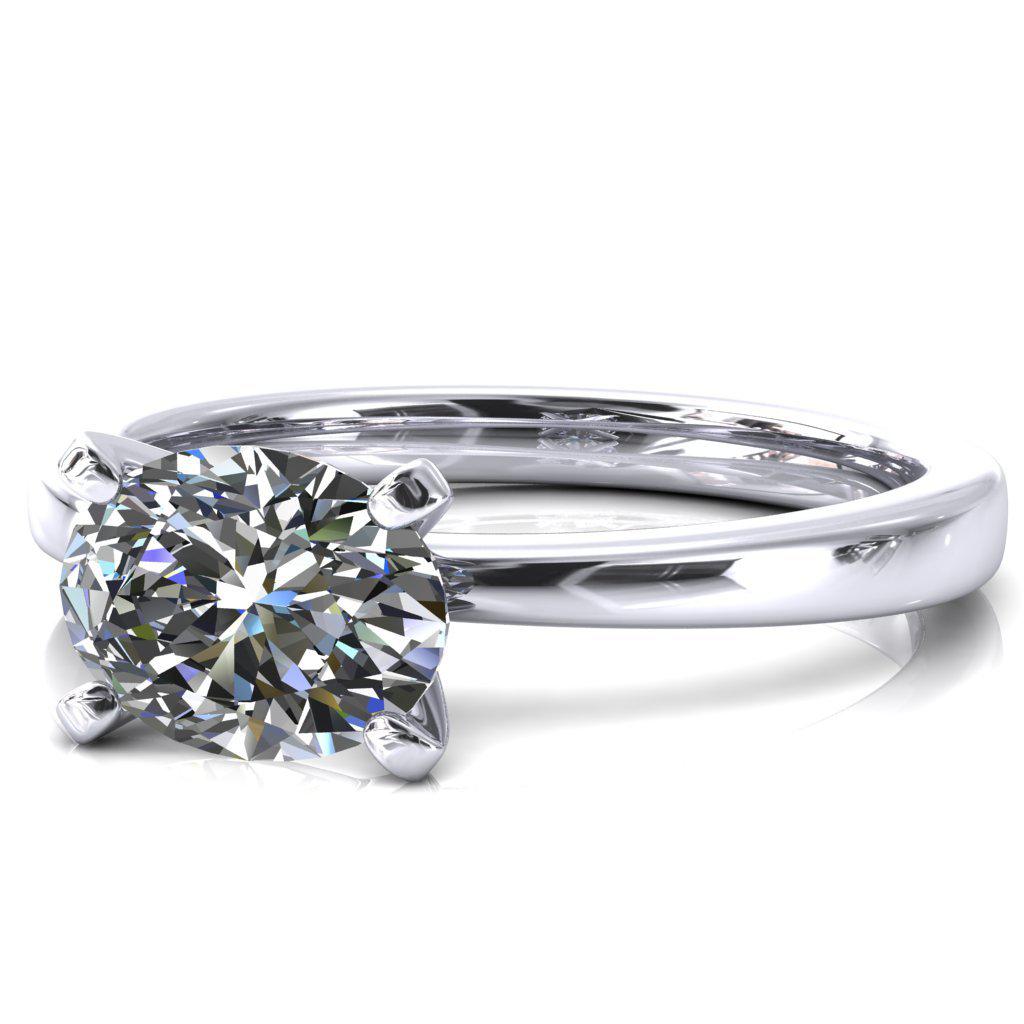 Tessa Oval Moissanite East-West 4 Prong Pitched Sholders Solitaire Engagement Ring-FIRE & BRILLIANCE
