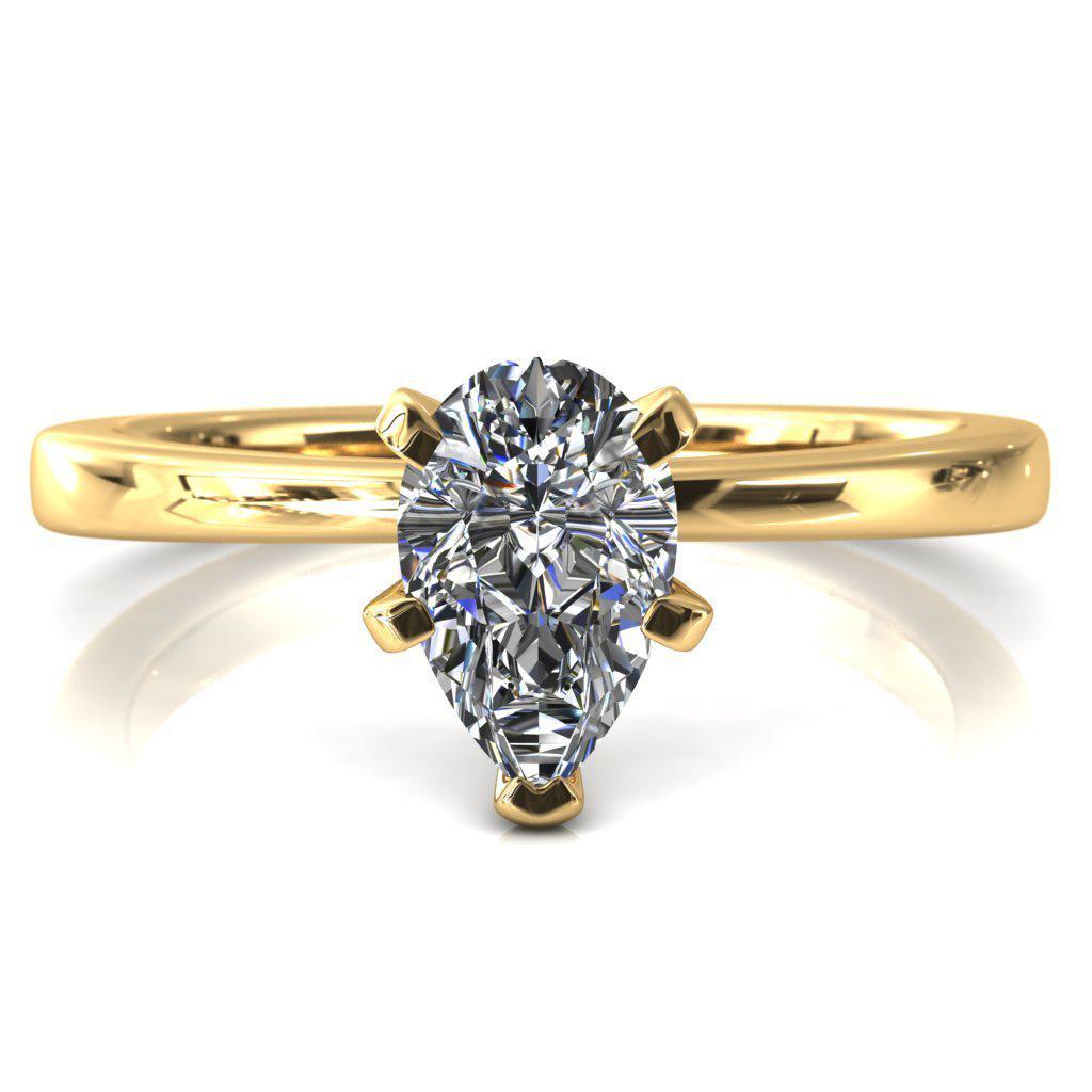 Tessa Pear Moissanite 5  Prong Pitched Shoulders Solitaire Engagement Ring