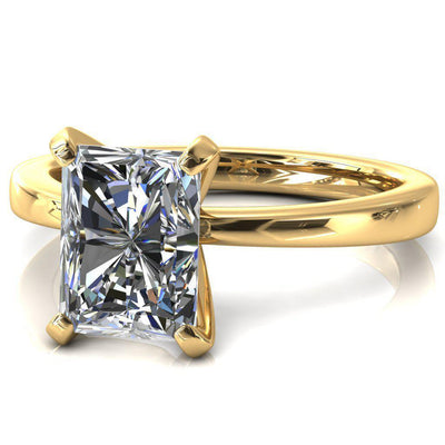 Tessa Radiant Moissanite 4  Prong Pitched Shoulders Solitaire Engagement Ring